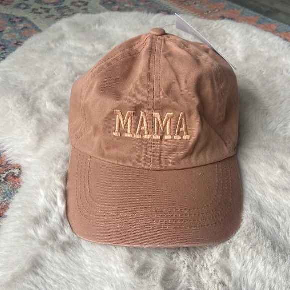 Boutique women’s MAMA embroidered baseball hat blush mauve brown dad cap OSFM - Picture 16 of 16